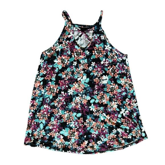 Maurices Tops - Maurices 24/7 Women's Black Floral Print Cross Neck Tank Top - Size S